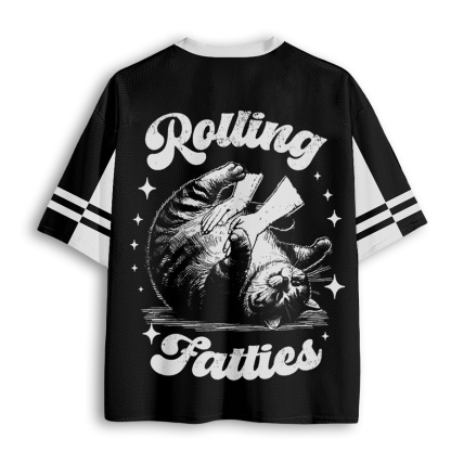 Baddiecat Retro Funny Rolling Fatties 90s Vintage Sarcastic Cat Mesh Jersey