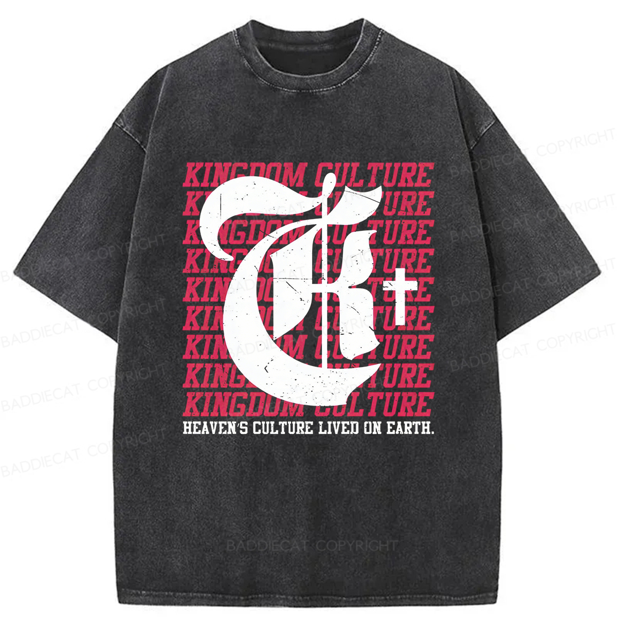 Baddiecat Heaven's Culture † Christian Faith Washed T-shirt