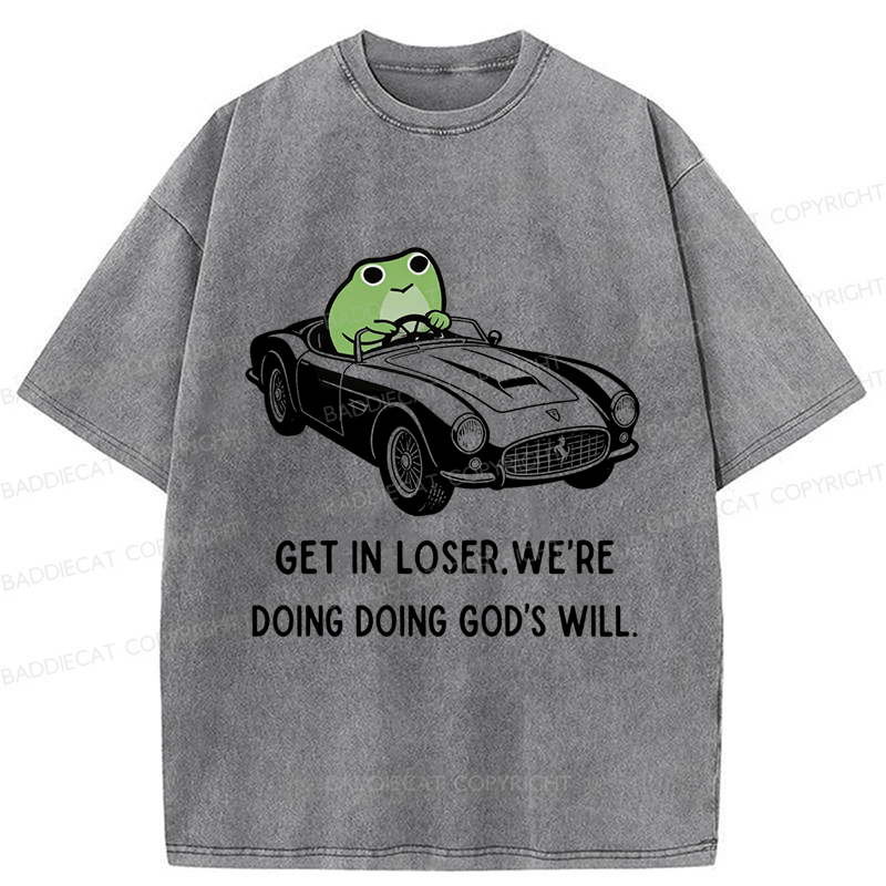 Baddiecat Frog Get In Loser Washed T-shirt
