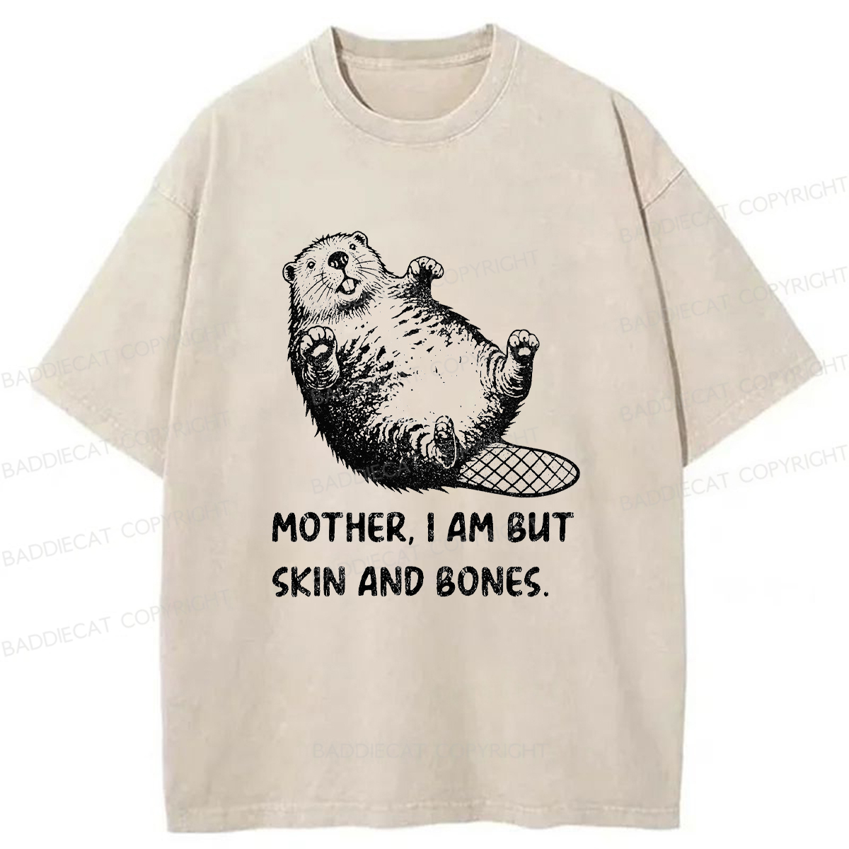 Baddiecat Hungry Capybara Washed T-shirt