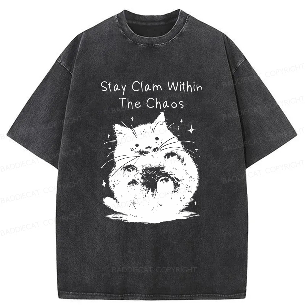 Baddiecat Rolling Cat Washed T-shirt