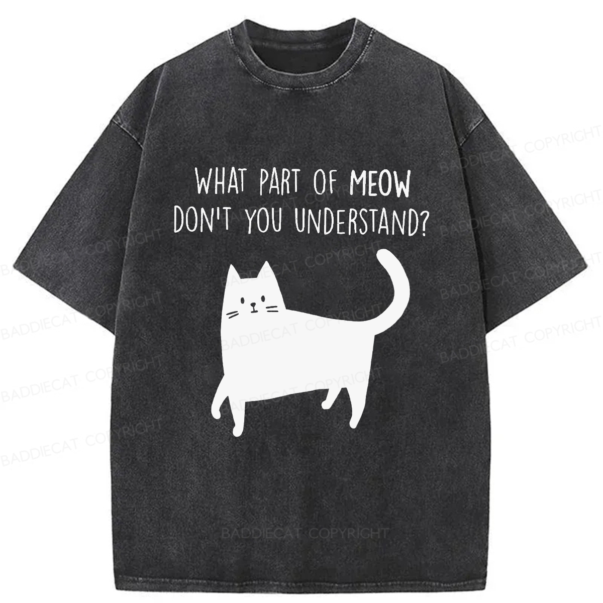Baddiecat WHAT PART OF MEOW DON'T YOU UNDERSTAND Washed T-shirt