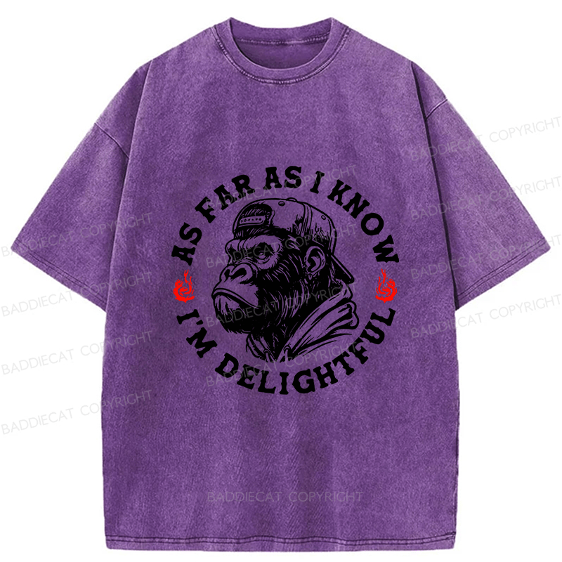 Baddiecat As Far As I Know I'm Delightful Washed T-shirt