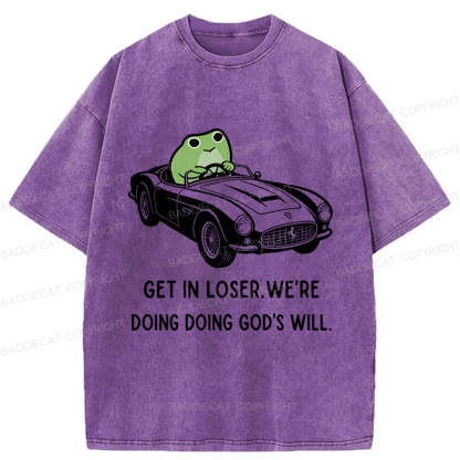 Baddiecat Frog Get In Loser Washed T-shirt
