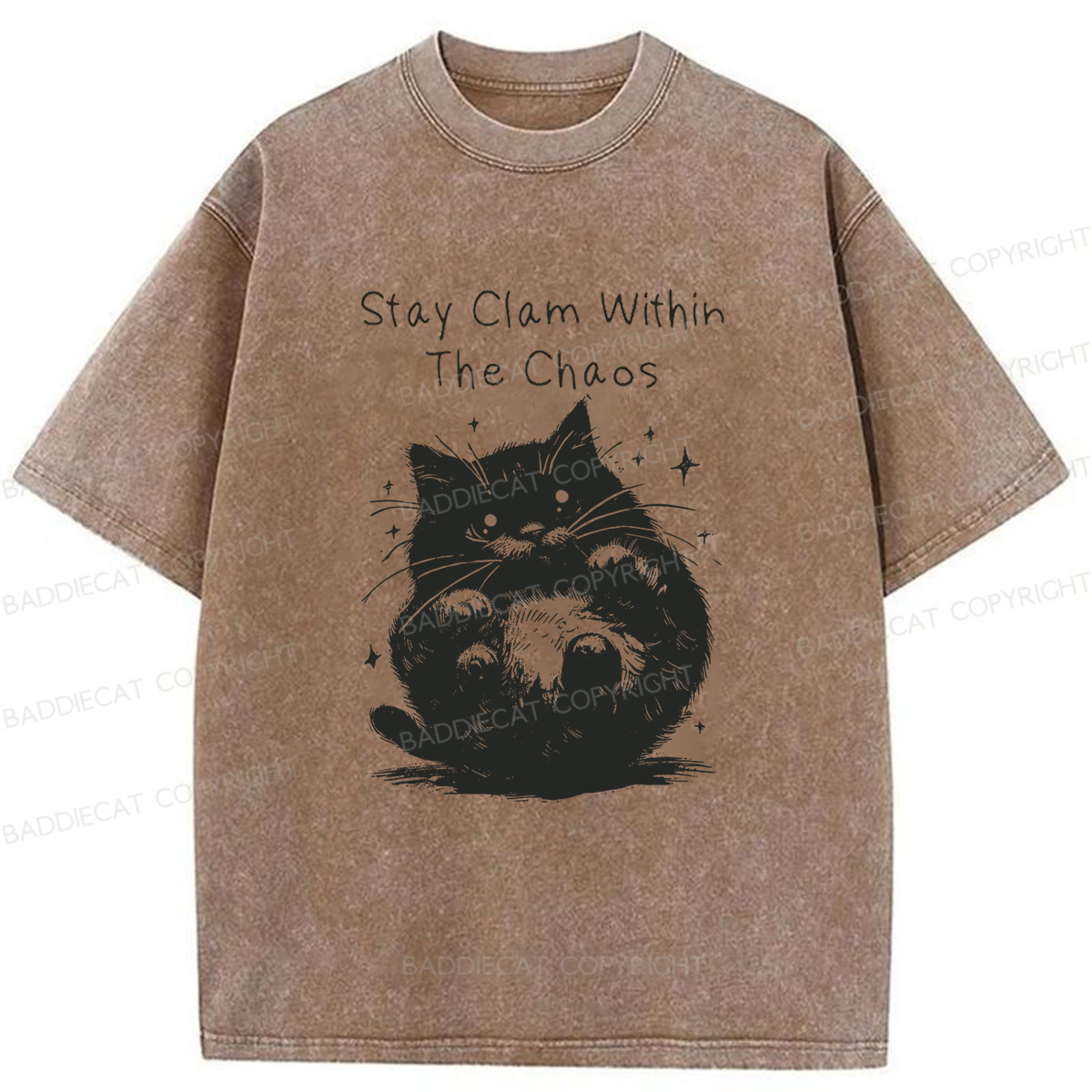 Baddiecat Rolling Cat Washed T-shirt