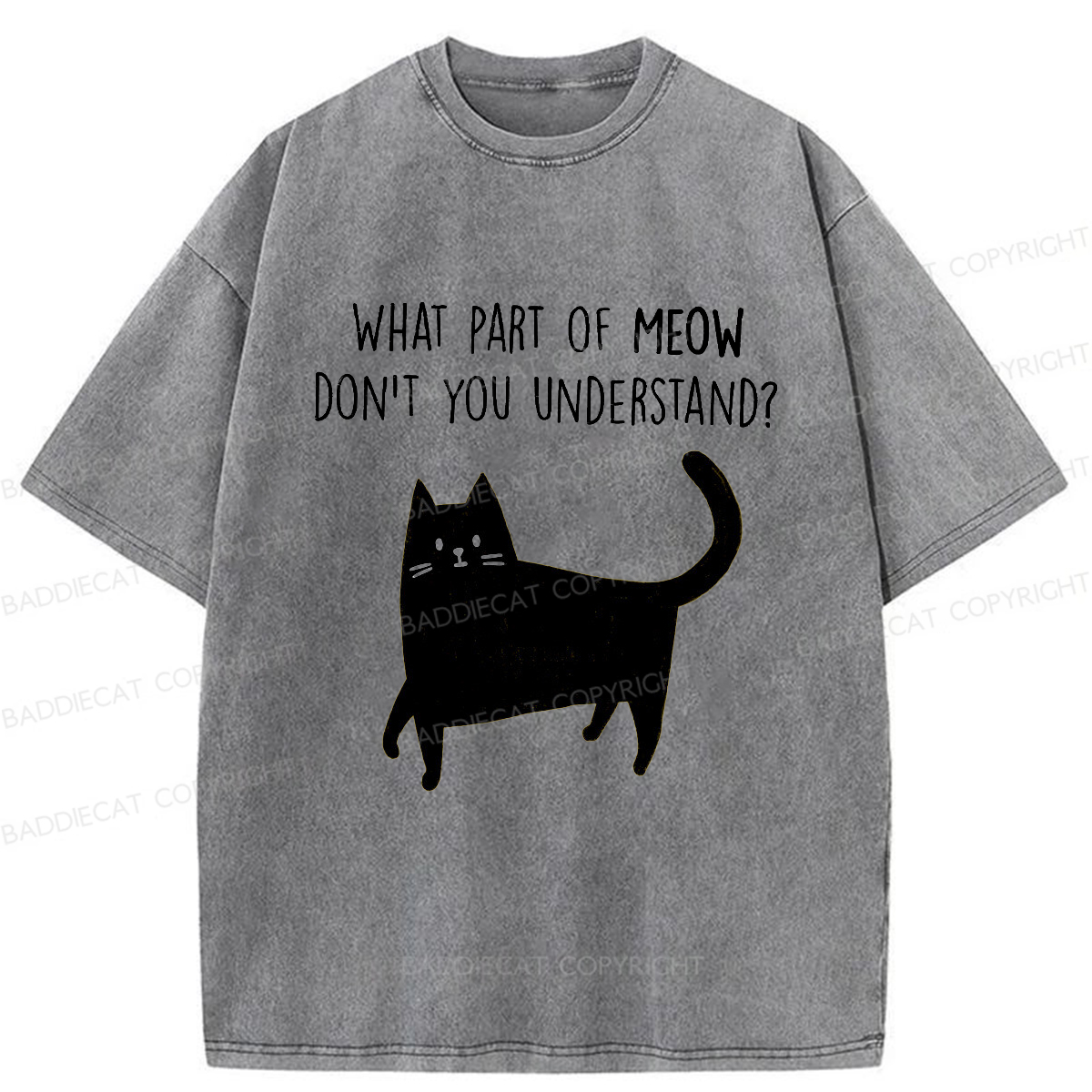 Baddiecat WHAT PART OF MEOW DON'T YOU UNDERSTAND Washed T-shirt