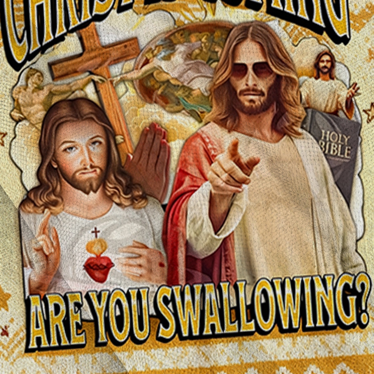 Baddiecat You Swallowing Funny Jesus Meme Ugly Sweatshirt