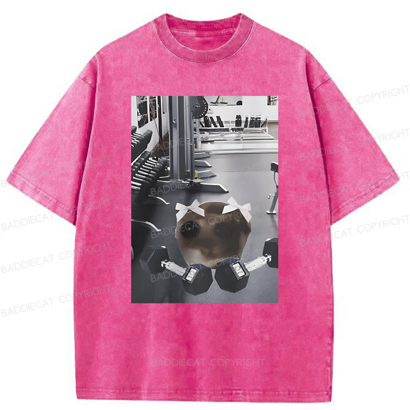 Baddiecat Sad Hamster Workout Washed T-shirt