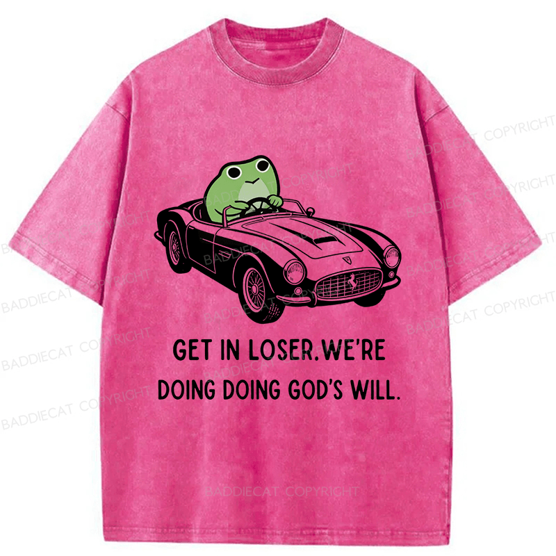 Baddiecat Frog Get In Loser Washed T-shirt