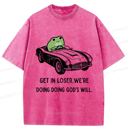 Baddiecat Frog Get In Loser Washed T-shirt