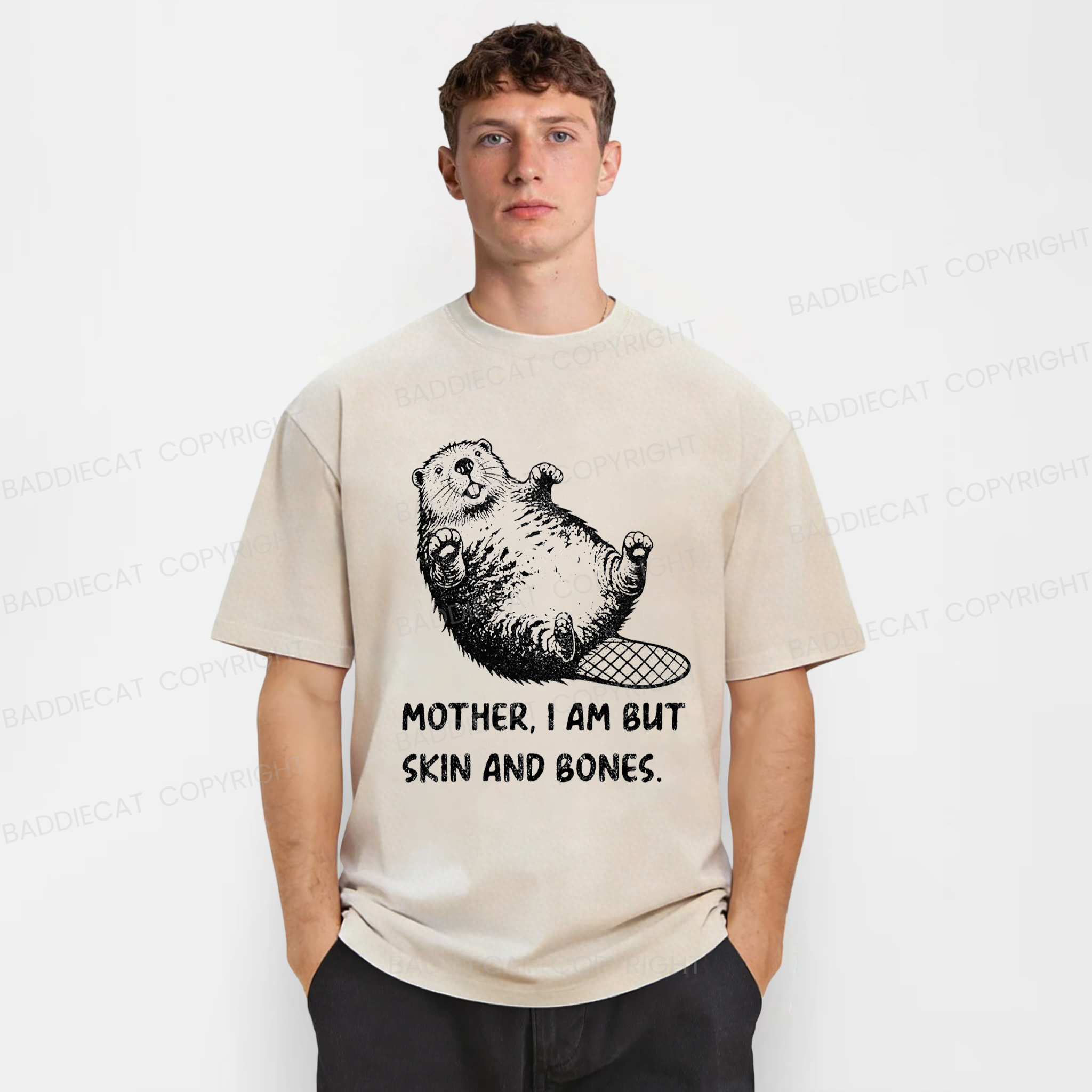 Baddiecat Hungry Capybara Washed T-shirt