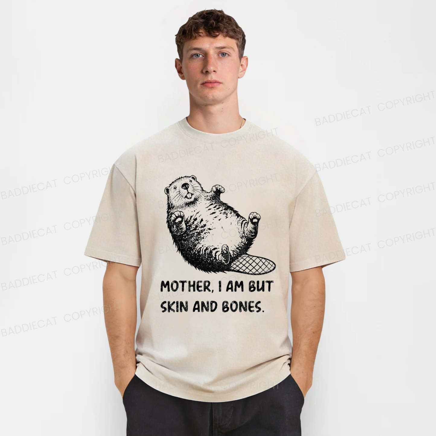 Baddiecat Hungry Capybara Washed T-shirt