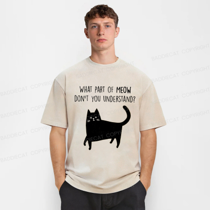 Baddiecat WHAT PART OF MEOW DON'T YOU UNDERSTAND Washed T-shirt