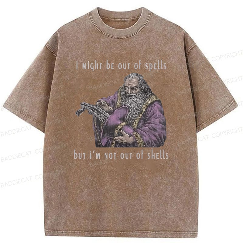 Baddiecat I Might Be Out Of Spells But I‘m Not Out Of Shells Washed T-shirt