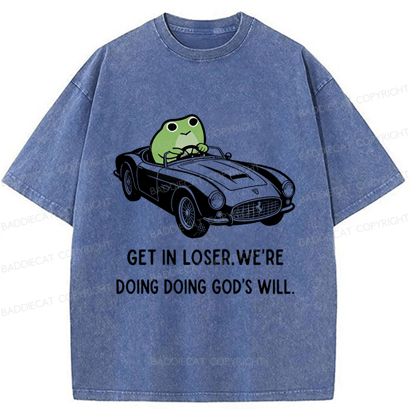 Baddiecat Frog Get In Loser Washed T-shirt