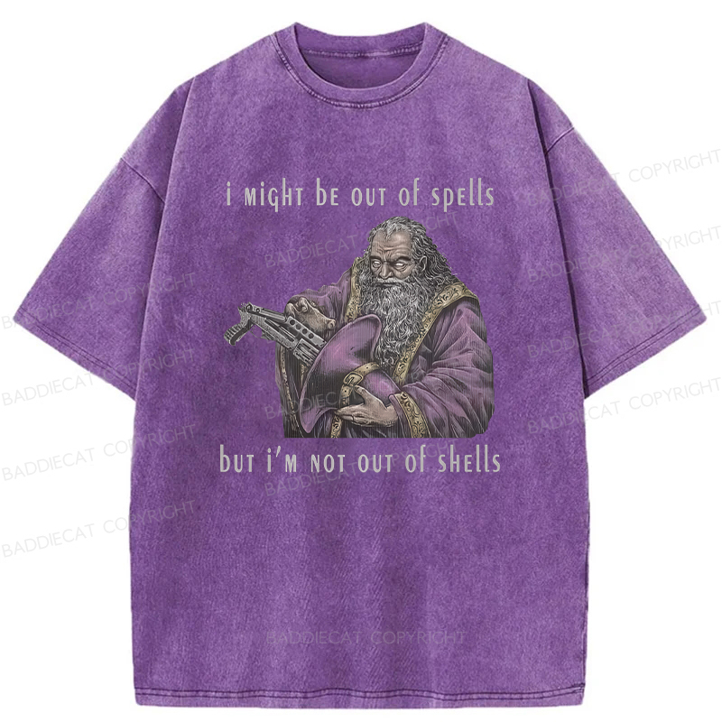 Baddiecat I Might Be Out Of Spells But I‘m Not Out Of Shells Washed T-shirt