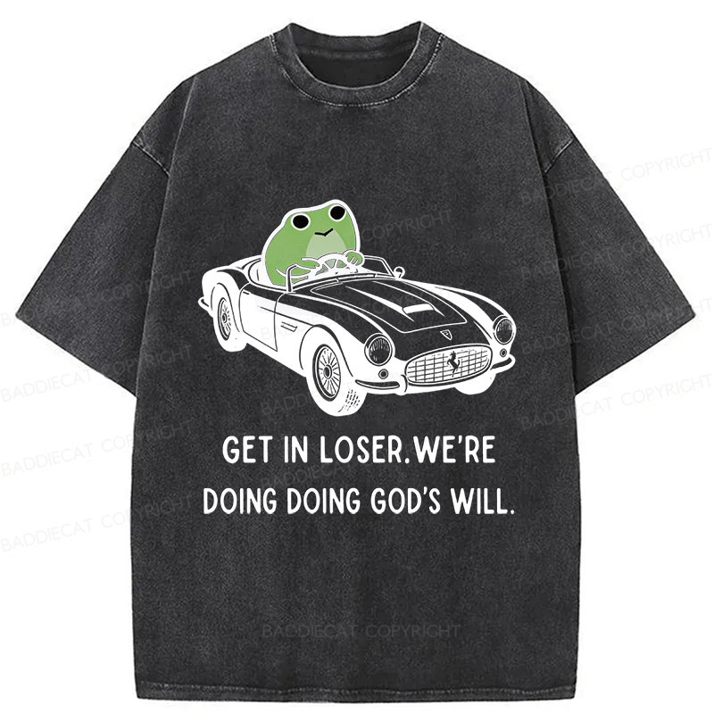 Baddiecat Frog Get In Loser Washed T-shirt