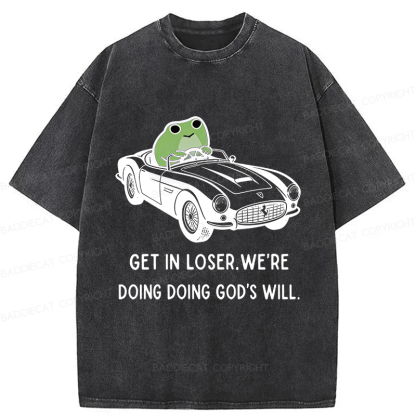 Baddiecat Frog Get In Loser Washed T-shirt