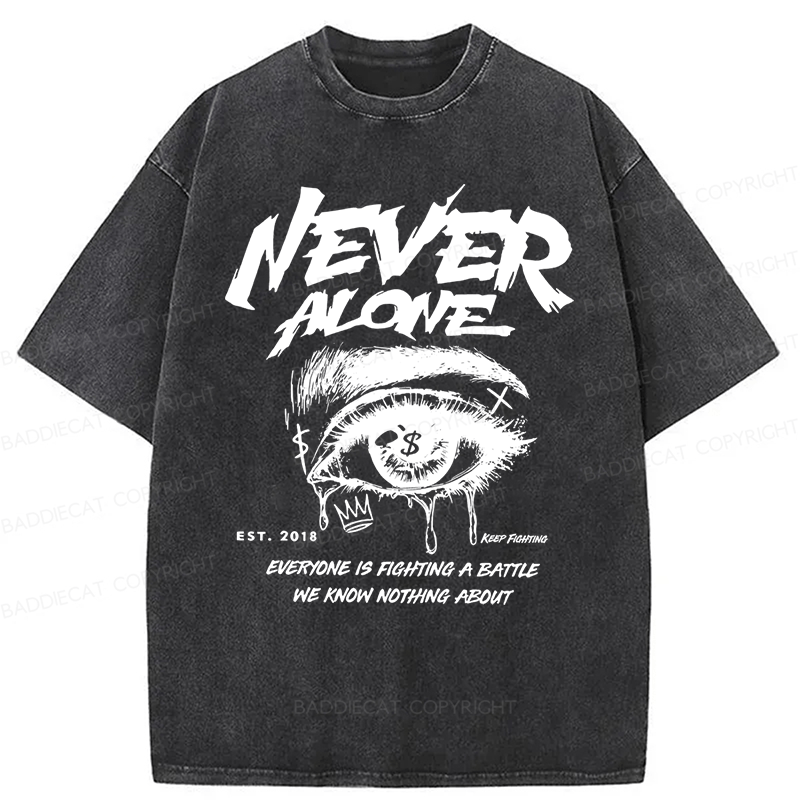 Baddiecat Letter And Eye Graphic Washed T-shirt