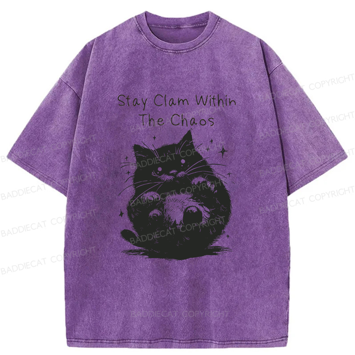 Baddiecat Rolling Cat Washed T-shirt