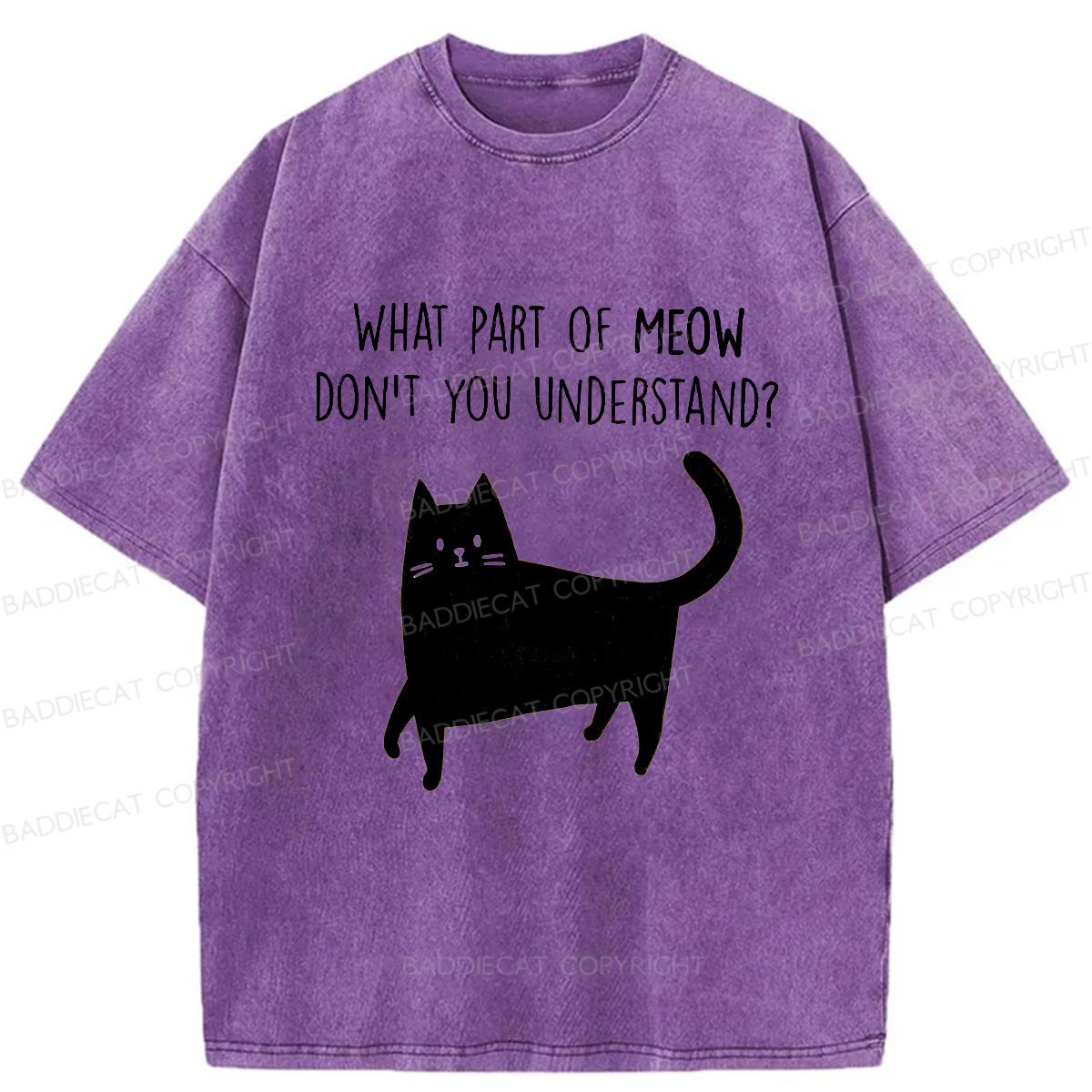 Baddiecat WHAT PART OF MEOW DON'T YOU UNDERSTAND Washed T-shirt