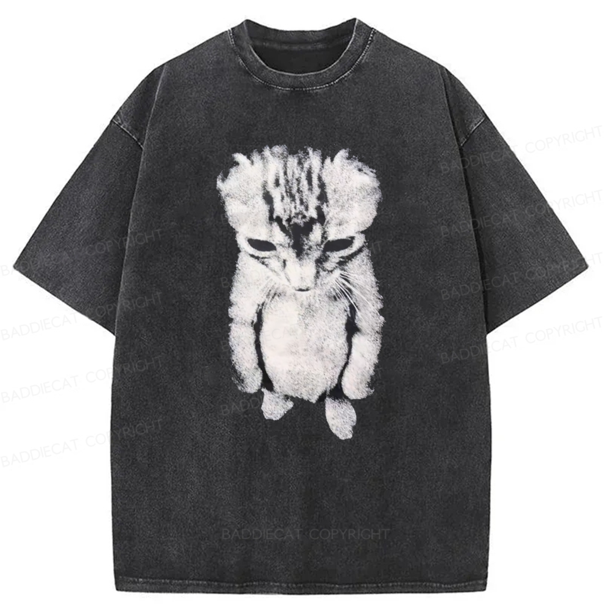 Baddiecat Sad Crying Cat Meme Washed T-shirt