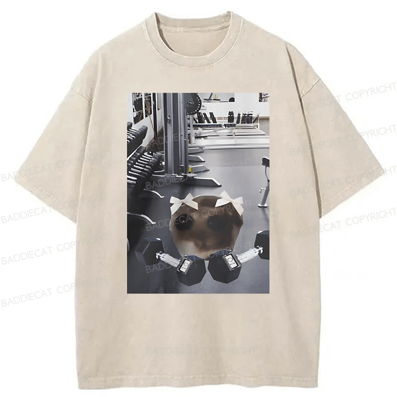 Baddiecat Sad Hamster Workout Washed T-shirt