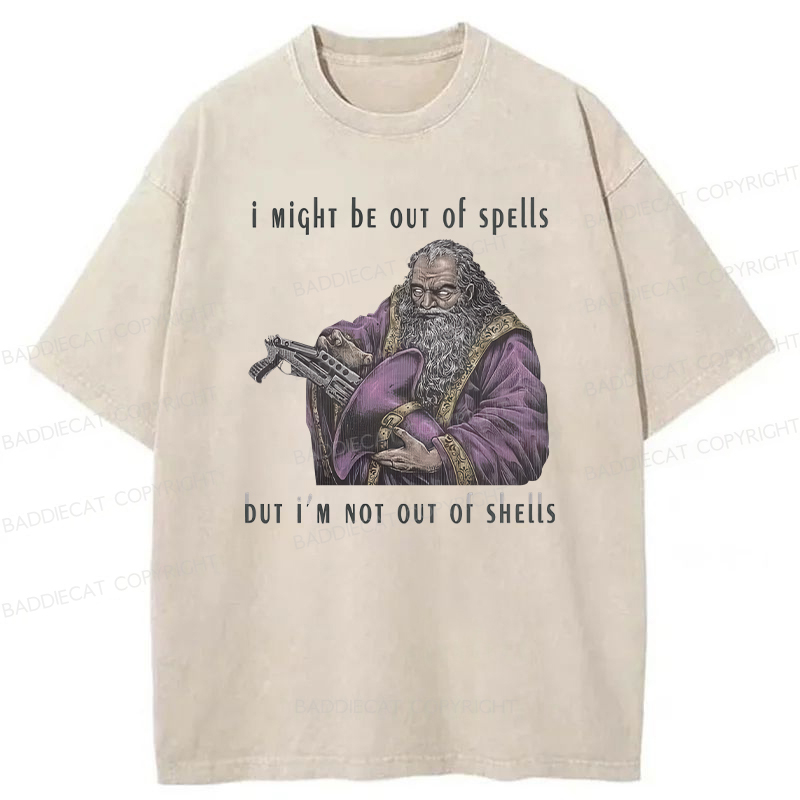 Baddiecat I Might Be Out Of Spells But I‘m Not Out Of Shells Washed T-shirt