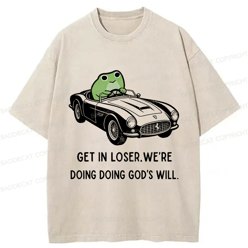 Baddiecat Frog Get In Loser Washed T-shirt