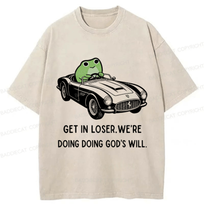 Baddiecat Frog Get In Loser Washed T-shirt