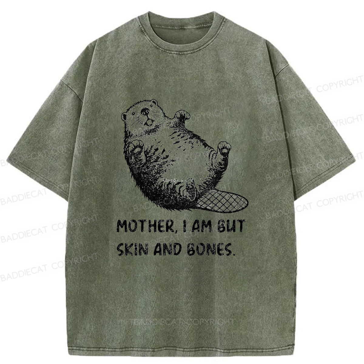 Baddiecat Hungry Capybara Washed T-shirt