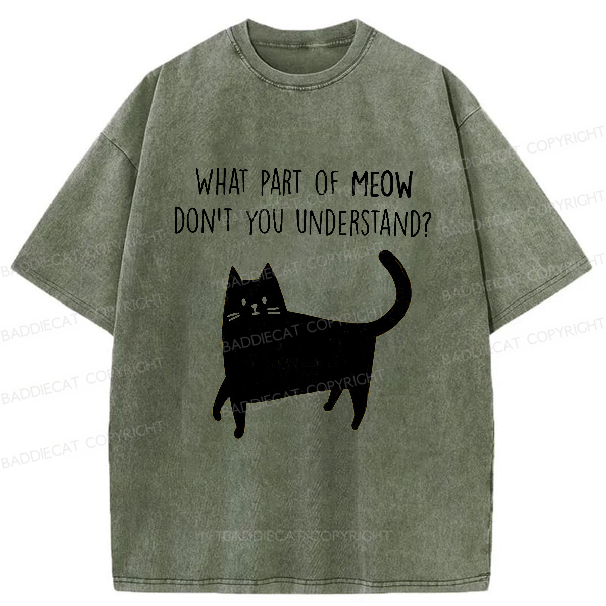 Baddiecat WHAT PART OF MEOW DON'T YOU UNDERSTAND Washed T-shirt