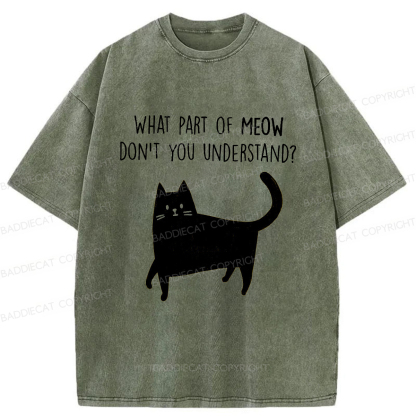 Baddiecat WHAT PART OF MEOW DON'T YOU UNDERSTAND Washed T-shirt