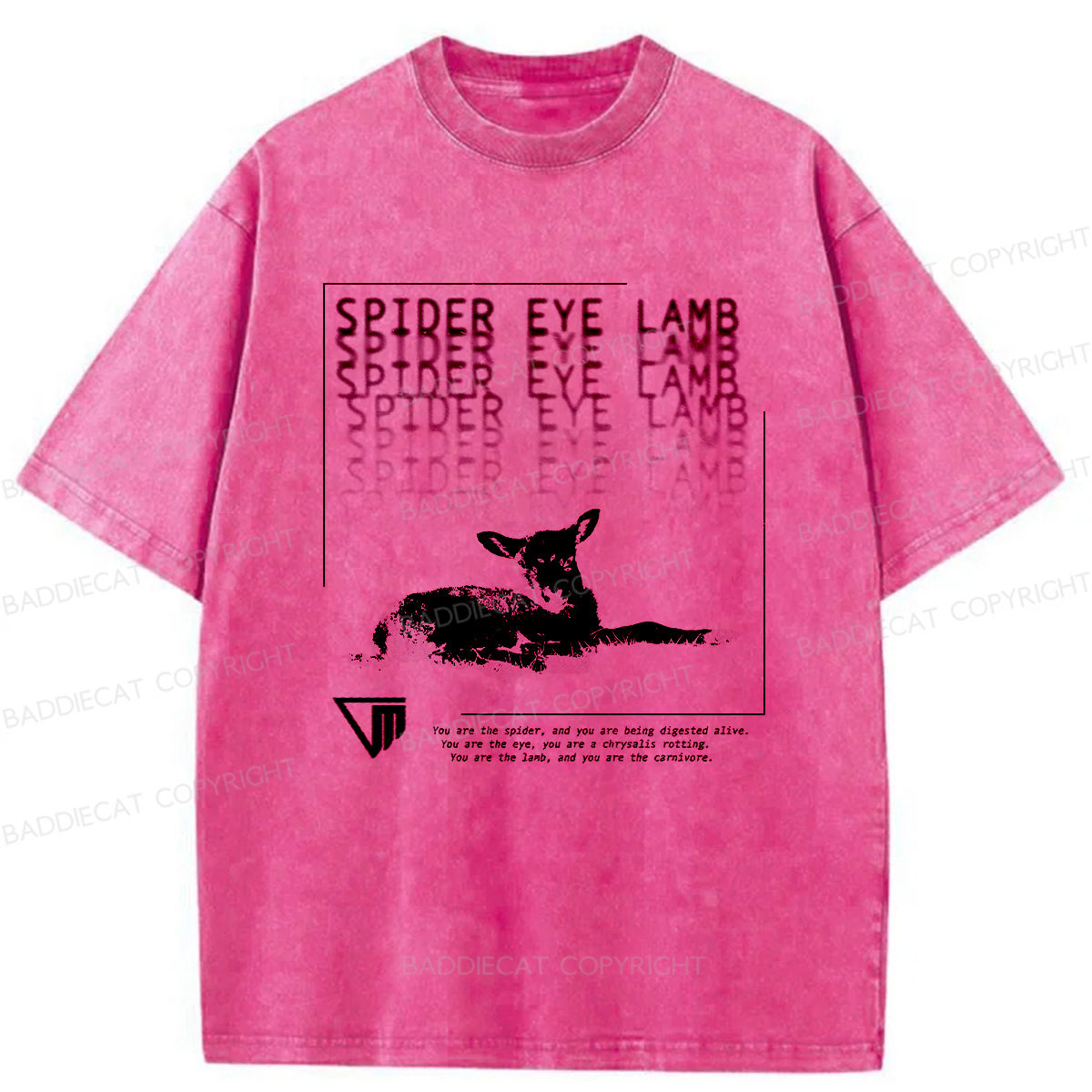 Baddiecat Spider Eye Lamb Washed T-Shirt