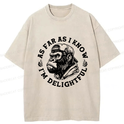 Baddiecat As Far As I Know I'm Delightful Washed T-shirt