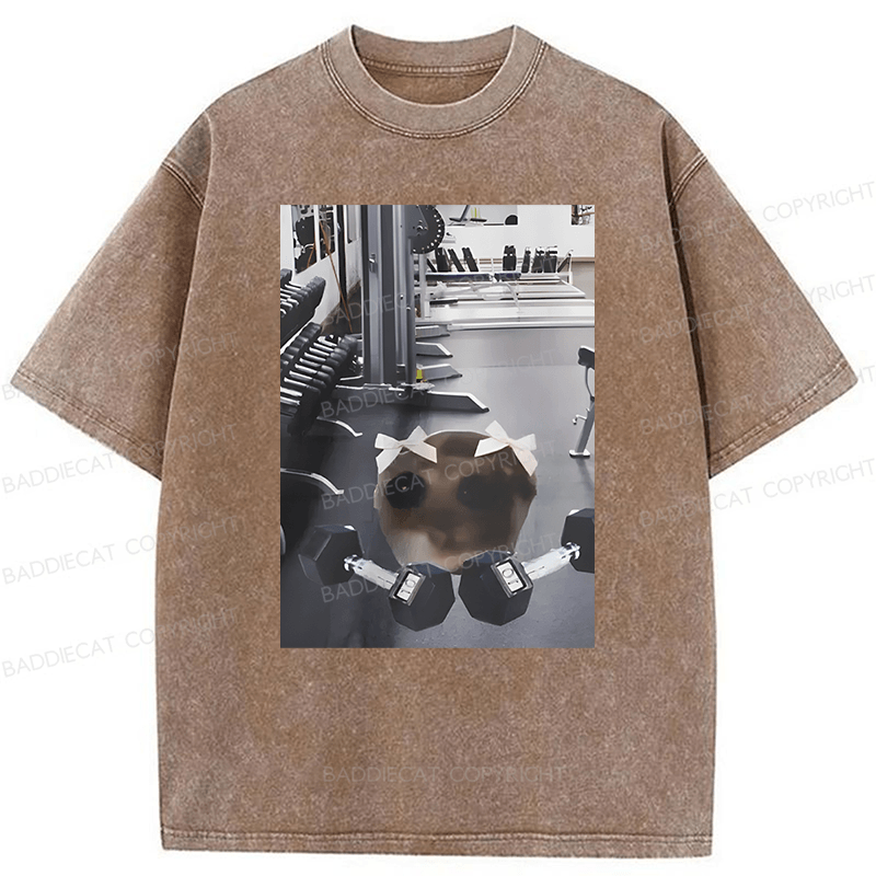 Baddiecat Sad Hamster Workout Washed T-shirt