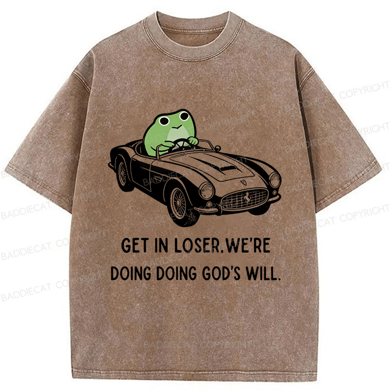 Baddiecat Frog Get In Loser Washed T-shirt