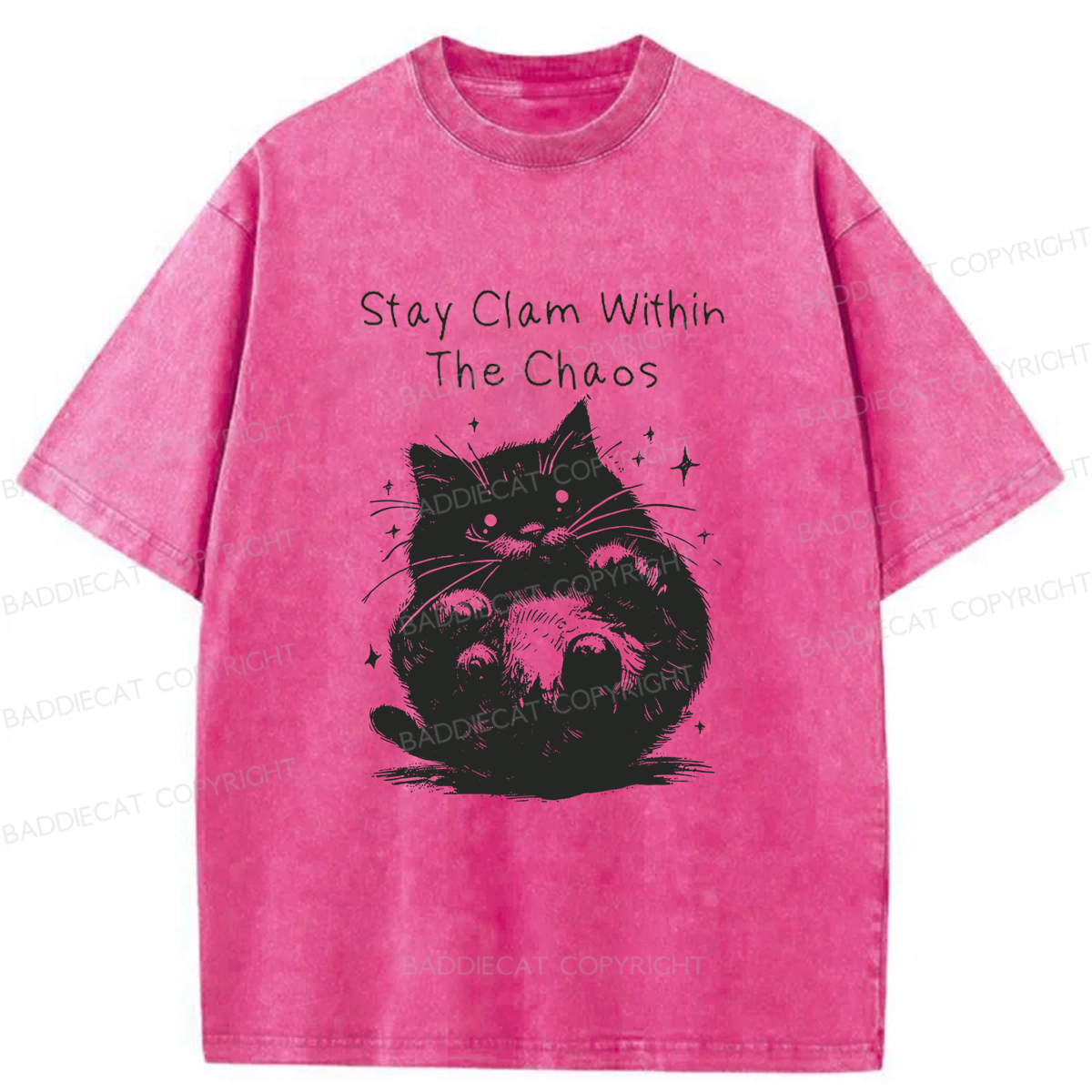 Baddiecat Rolling Cat Washed T-shirt