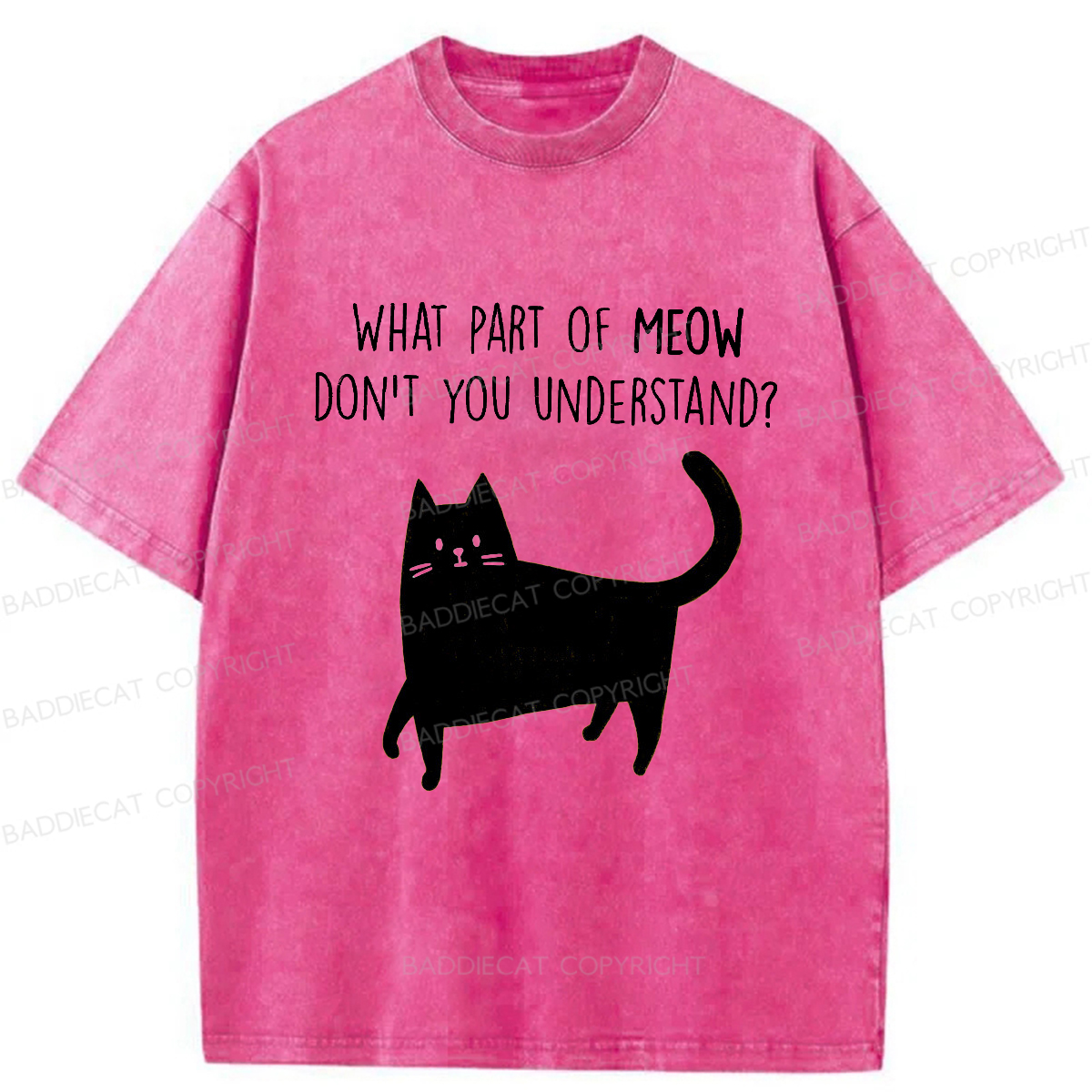 Baddiecat WHAT PART OF MEOW DON'T YOU UNDERSTAND Washed T-shirt