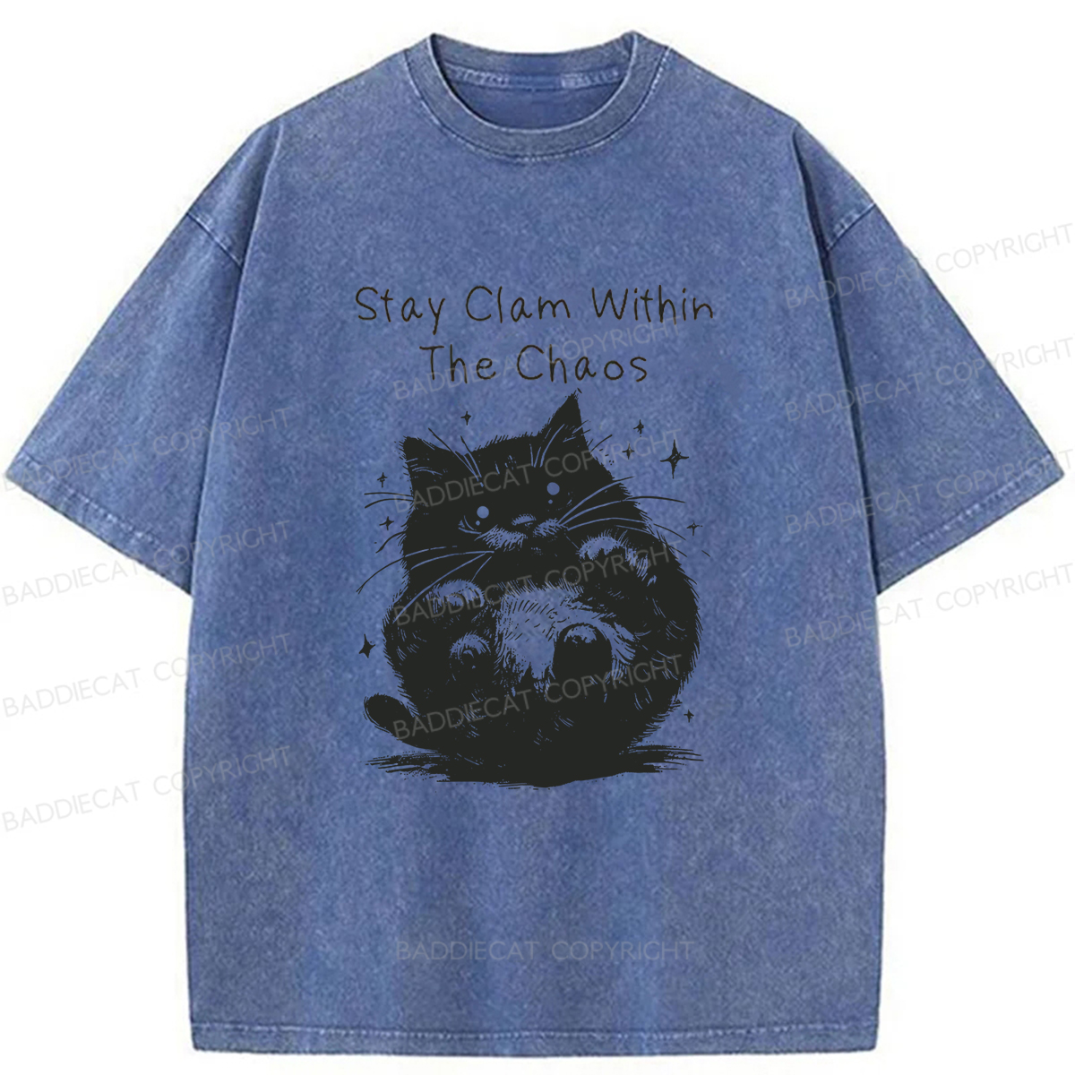 Baddiecat Rolling Cat Washed T-shirt