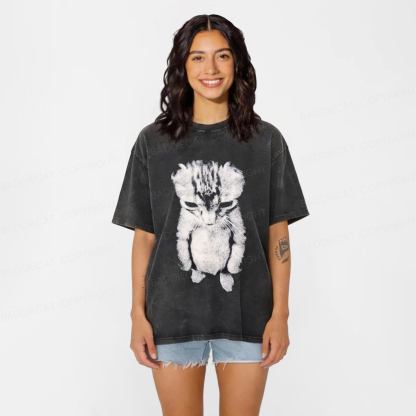 Baddiecat Sad Crying Cat Meme Washed T-shirt
