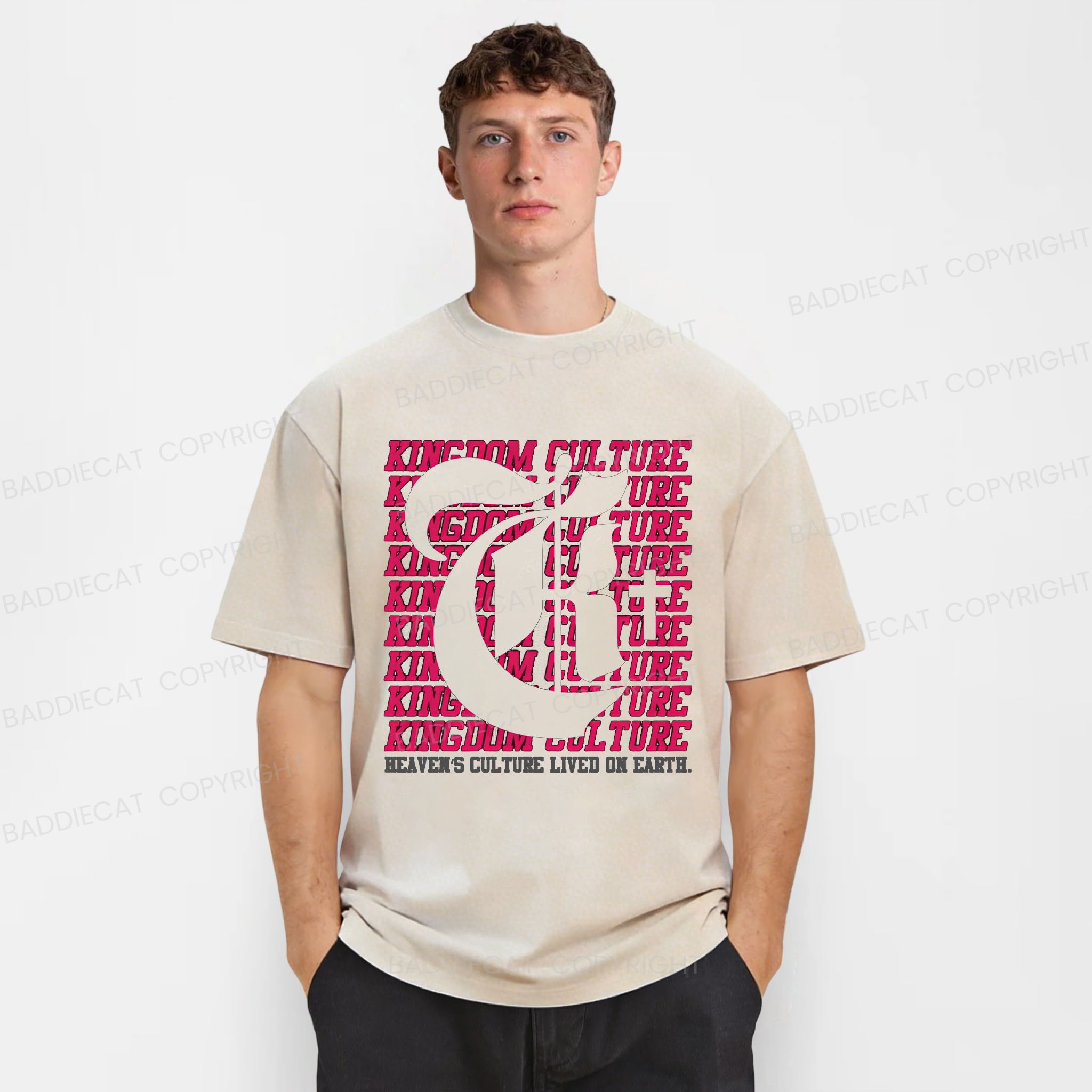 Baddiecat Heaven's Culture † Christian Faith Washed T-shirt