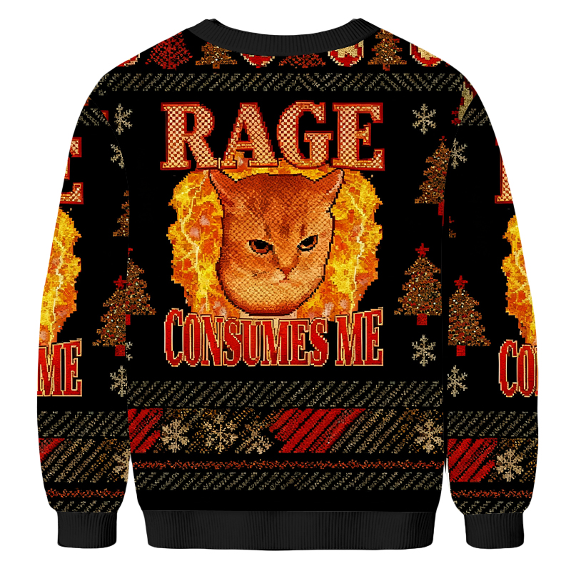 Baddiecat RAGE CONSUMES ME Christmas Ugly Sweatshirt