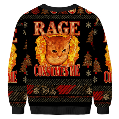 Baddiecat RAGE CONSUMES ME Christmas Ugly Sweatshirt