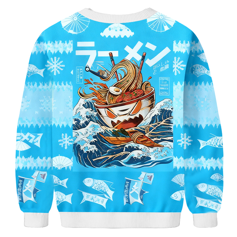Baddiecat The Great Ramen Off Kanagawa Christmas Ugly Sweatshirt