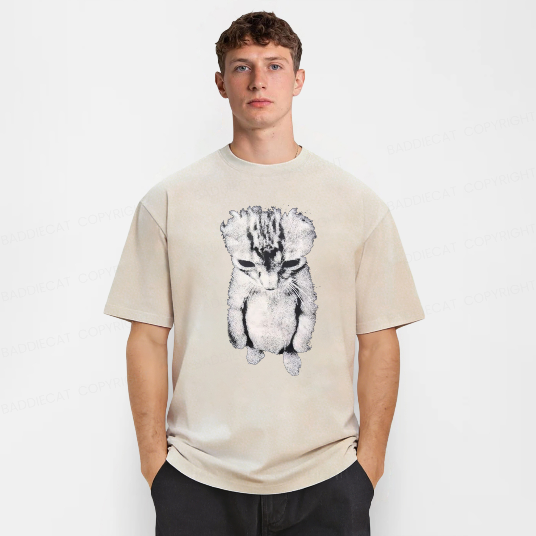 Baddiecat Sad Crying Cat Meme Washed T-shirt