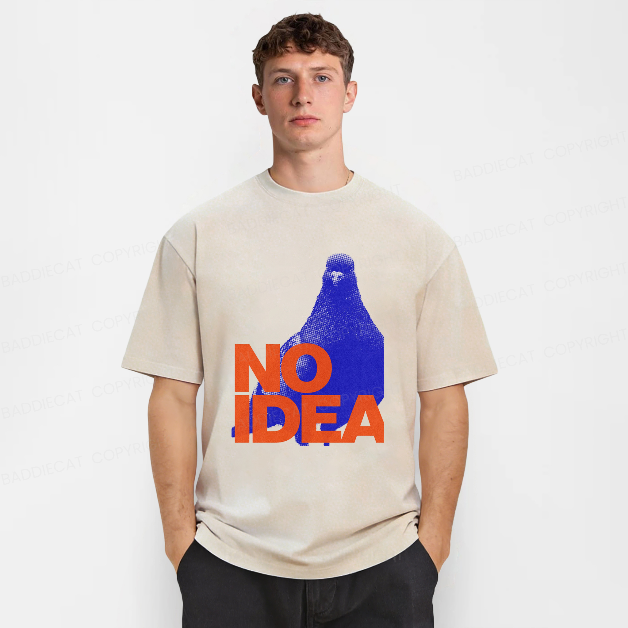 Baddiecat No Idea Crowned Pigeon Washed T-shirt