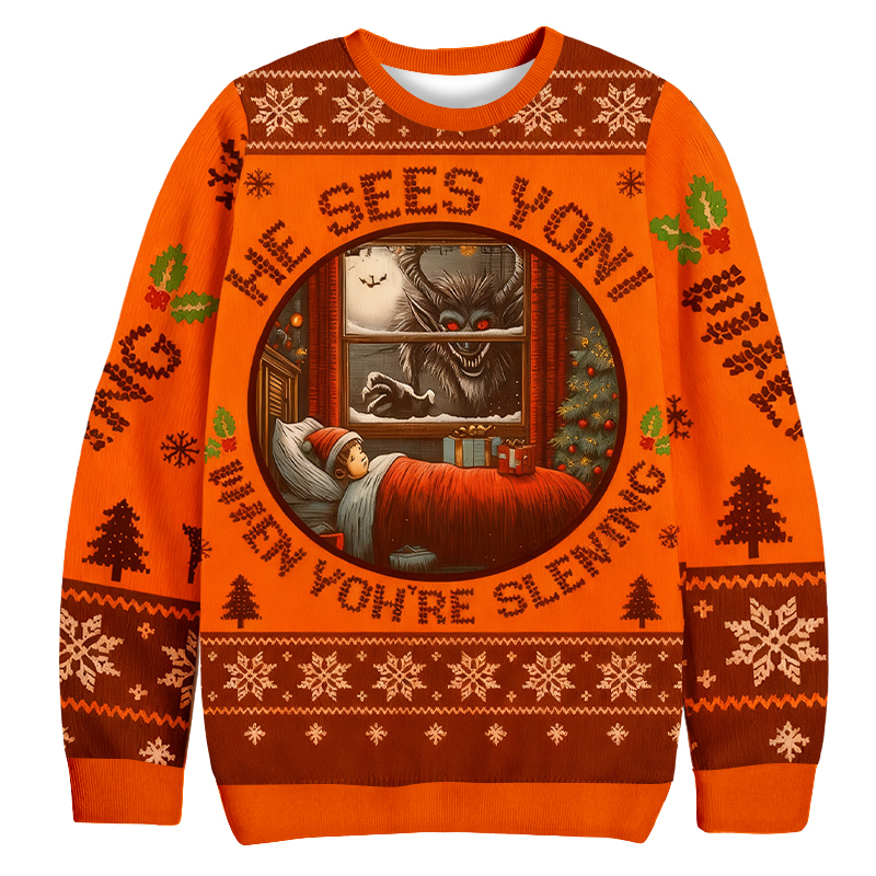Baddiecat He Sees Yoni Christmas Ugly Sweatshirt