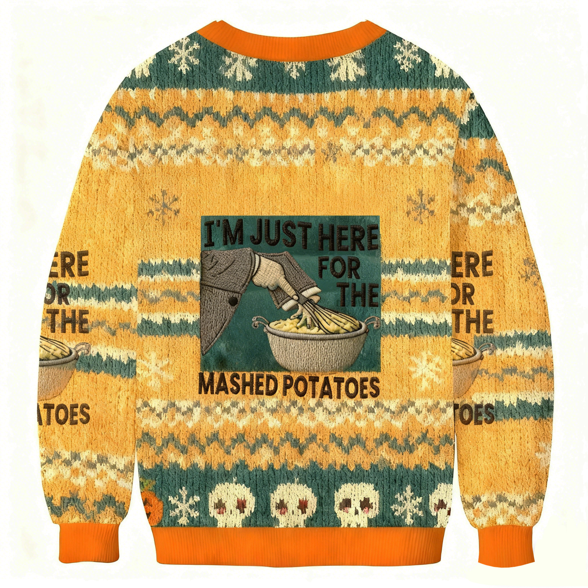 Baddiecat I'm Just Here For The Mashed Potatoes Christmas Ugly Sweatshirt