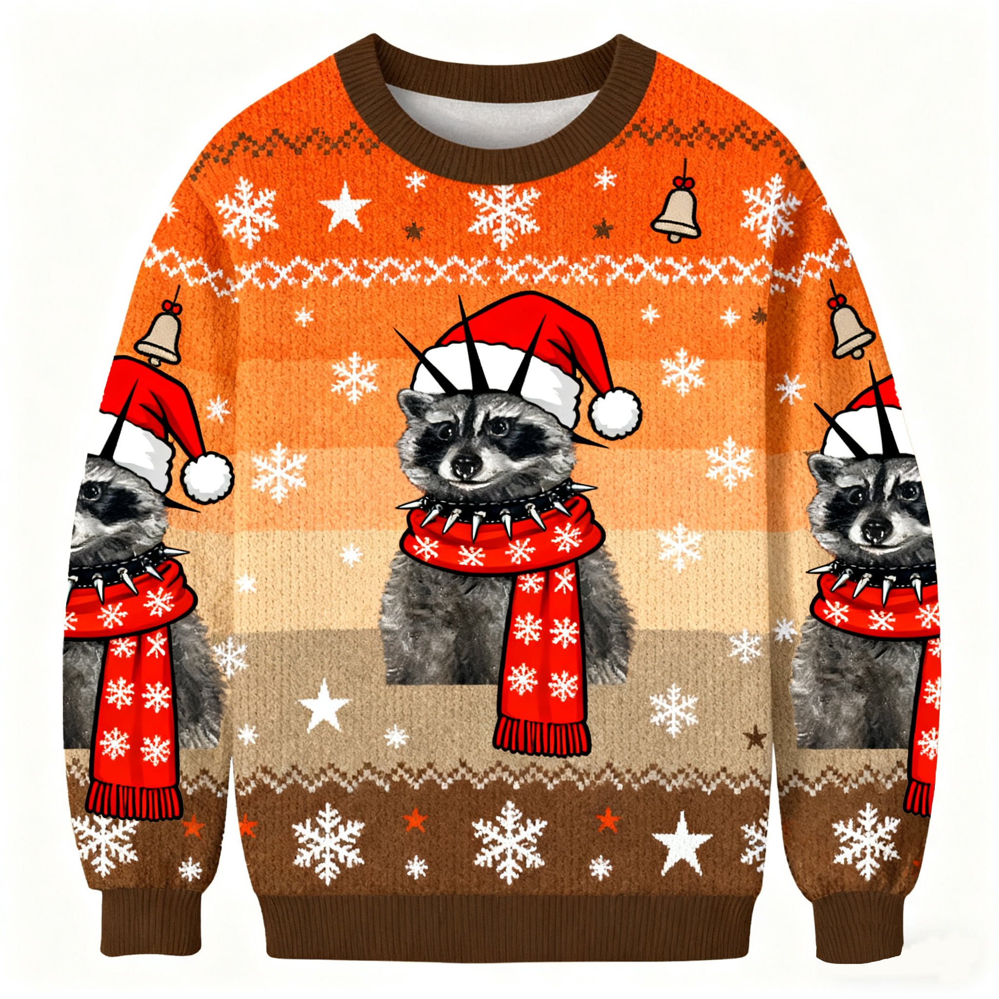 Punk Raccoon With Mohawk And Spiked Collar Ugly Sweatshirt